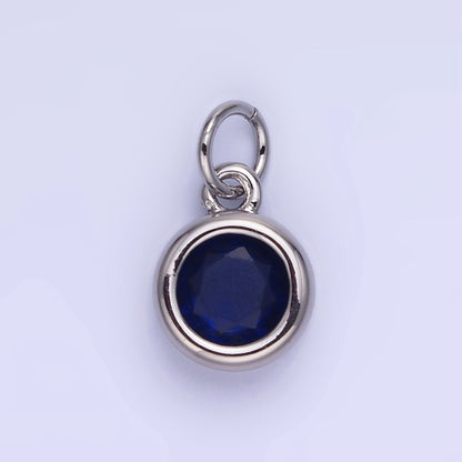 14K Gold Filled Birthstone Round CZ Bezel Charm in Gold &amp; Silver | AG796 - AG811