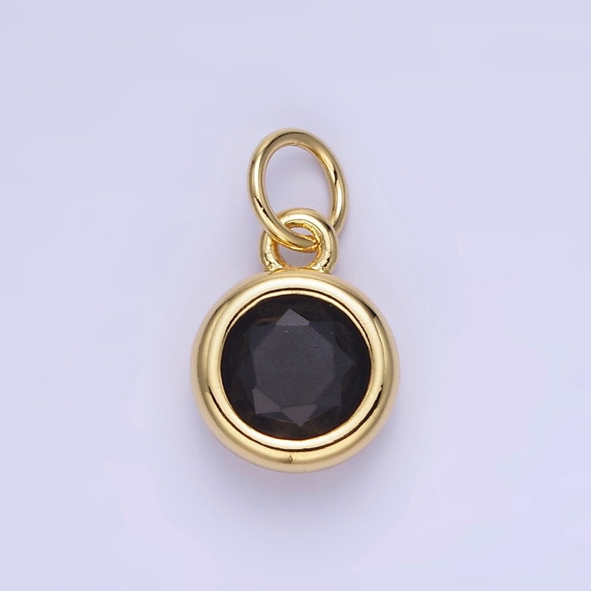 14K Gold Filled Birthstone Round CZ Bezel Charm in Gold &amp; Silver | AG796 - AG811