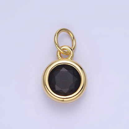14K Gold Filled Birthstone Round CZ Bezel Charm in Gold &amp; Silver | AG796 - AG811