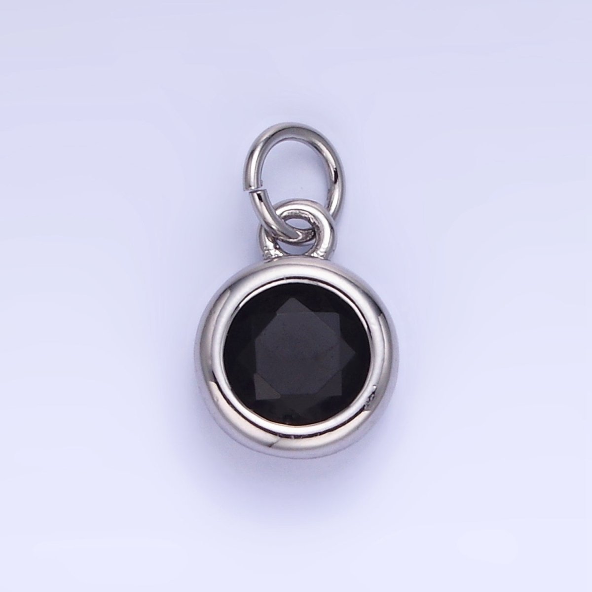 14K Gold Filled Birthstone Round CZ Bezel Charm in Gold &amp; Silver | AG796 - AG811