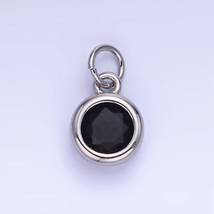 14K Gold Filled Birthstone Round CZ Bezel Charm in Gold &amp; Silver | AG796 - AG811