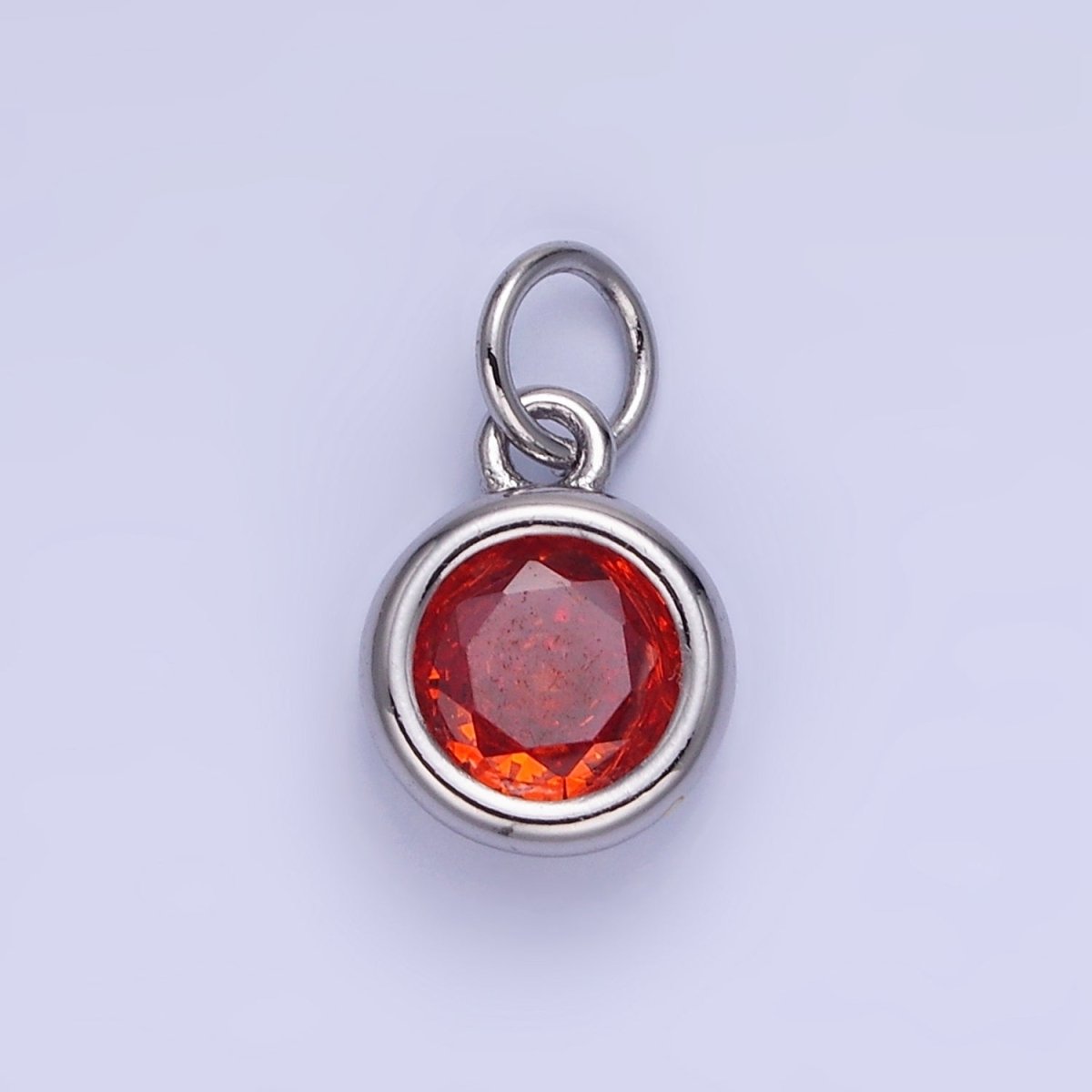 14K Gold Filled Birthstone Round CZ Bezel Charm in Gold &amp; Silver | AG796 - AG811