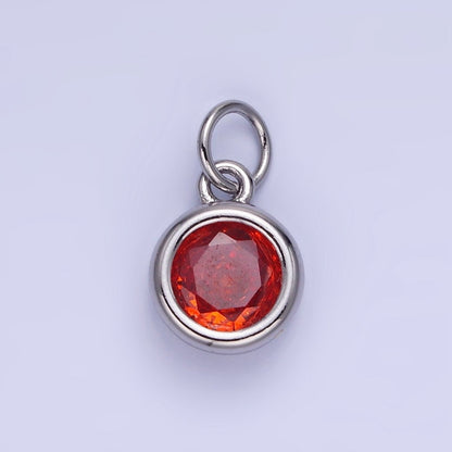 14K Gold Filled Birthstone Round CZ Bezel Charm in Gold &amp; Silver | AG796 - AG811