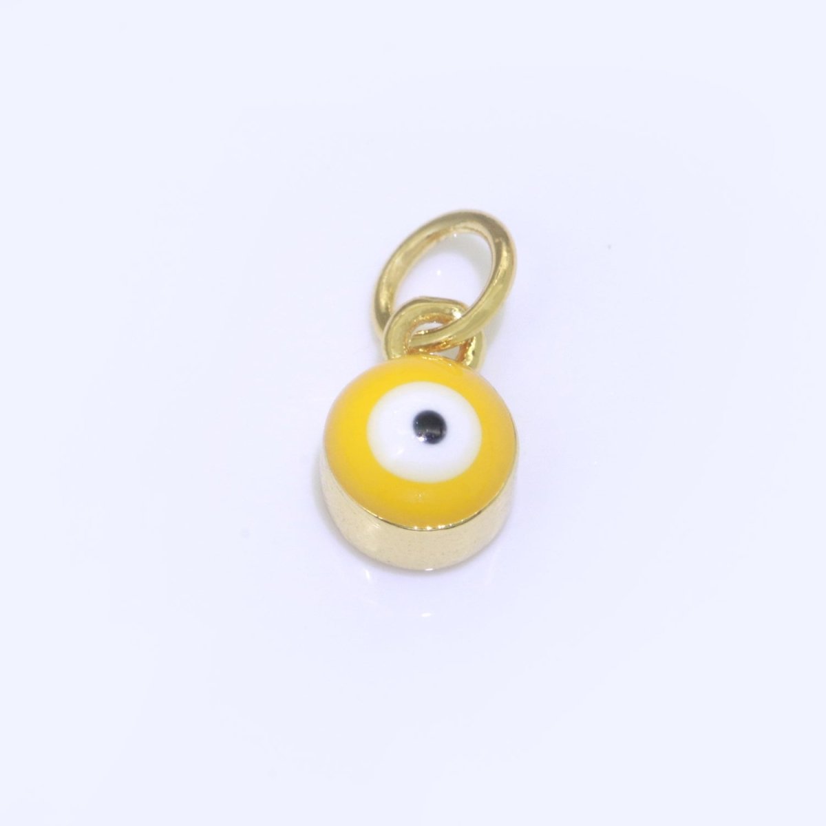 14K Gold Filled Black, Blue, Dark Blue, Green, Pink, Purple, Red, Teal, White, Yellow 5mm Evil Eye Mini Round Add-On Charm | M-565 - M-574
