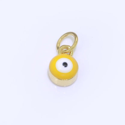 14K Gold Filled Black, Blue, Dark Blue, Green, Pink, Purple, Red, Teal, White, Yellow 5mm Evil Eye Mini Round Add-On Charm | M-565 - M-574