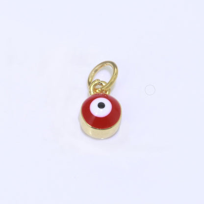 14K Gold Filled Black, Blue, Dark Blue, Green, Pink, Purple, Red, Teal, White, Yellow 5mm Evil Eye Mini Round Add-On Charm | M-565 - M-574