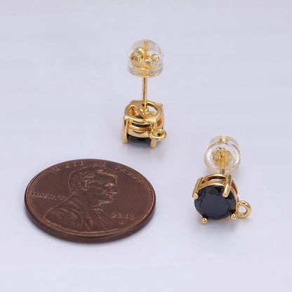 14K Gold Filled Black CZ Round Open Loop Stud Earrings | Z627