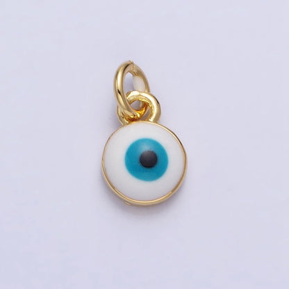 14K Gold Filled Black Evil Eye Mini Round Add-On Charm Enamel Jewelry | AC456