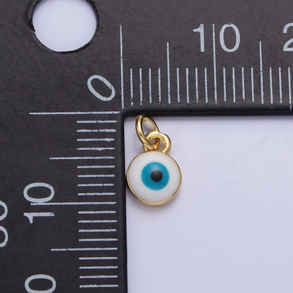 14K Gold Filled Black Evil Eye Mini Round Add-On Charm Enamel Jewelry | AC456