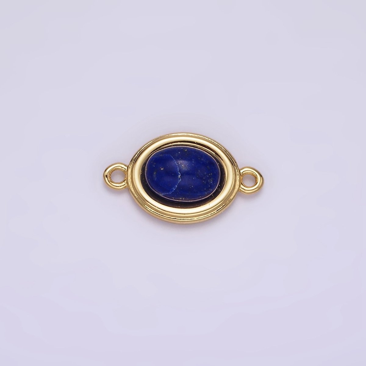 14K Gold Filled Blue Agate, Peridot, Blue Kyanite, Lapis Lazuli, Sunstone, Pink Opal Bezel Oval Connector | G100 - G105