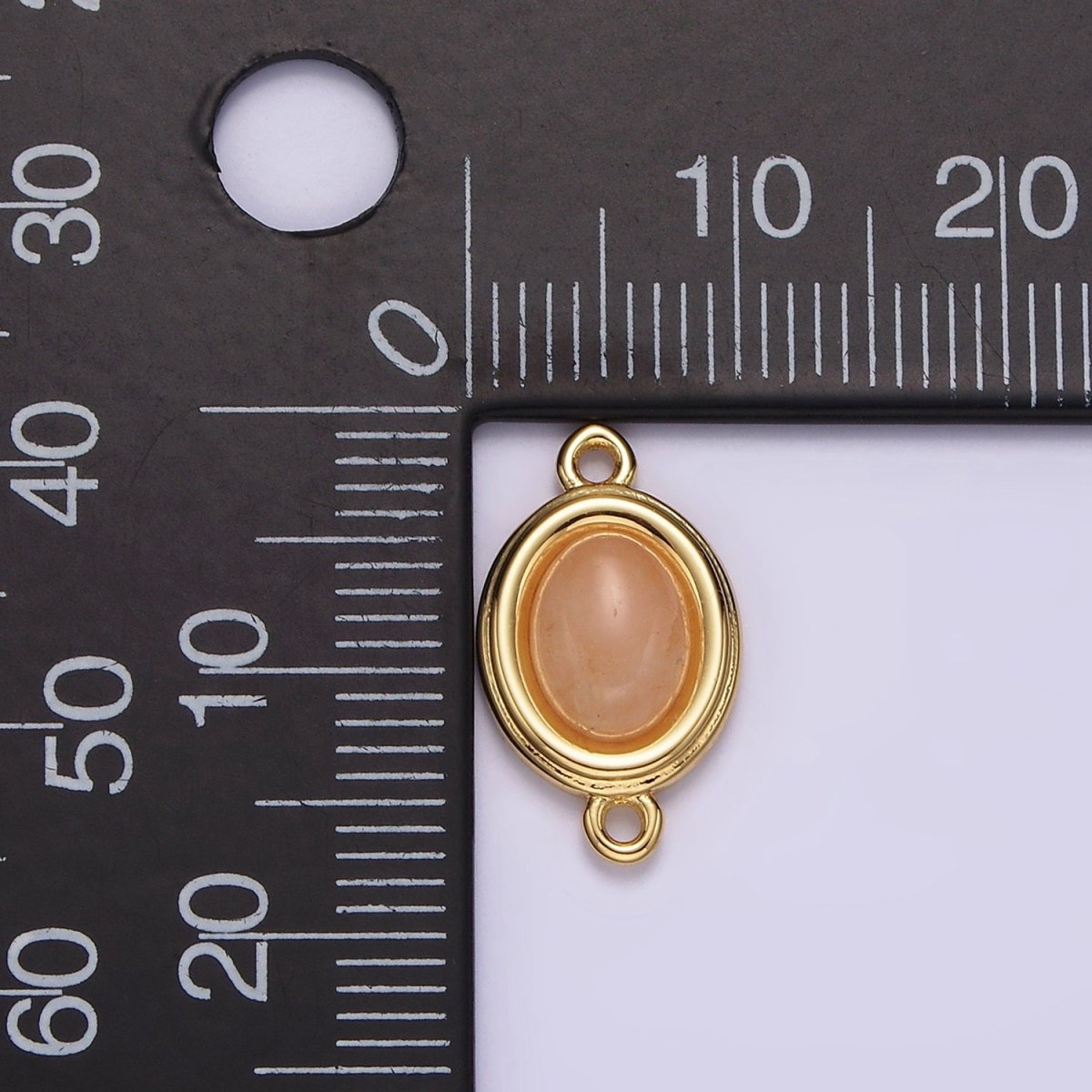 14K Gold Filled Blue Agate, Peridot, Blue Kyanite, Lapis Lazuli, Sunstone, Pink Opal Bezel Oval Connector | G100 - G105