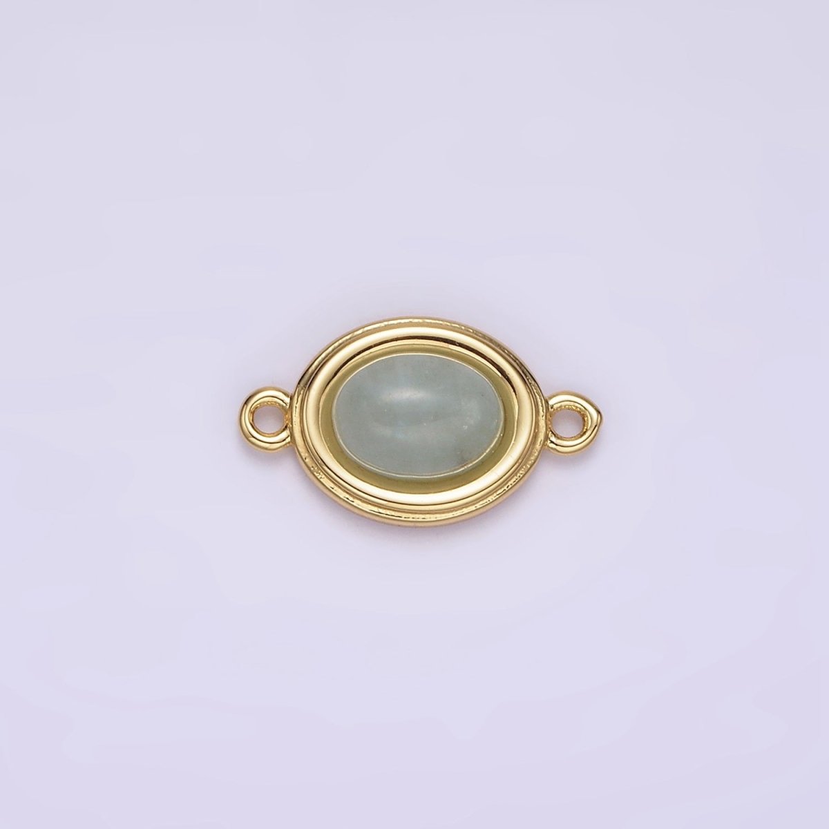 14K Gold Filled Blue Agate, Peridot, Blue Kyanite, Lapis Lazuli, Sunstone, Pink Opal Bezel Oval Connector | G100 - G105