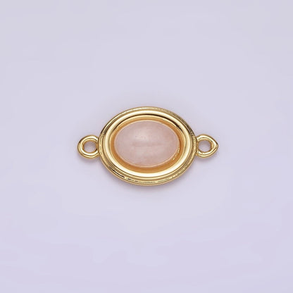 14K Gold Filled Blue Agate, Peridot, Blue Kyanite, Lapis Lazuli, Sunstone, Pink Opal Bezel Oval Connector | G100 - G105