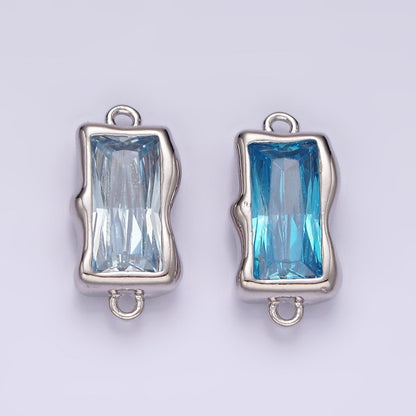 14K Gold Filled Blue, Baby Blue Baguette Molten Connector | G256