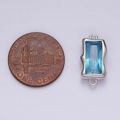 14K Gold Filled Blue, Baby Blue Baguette Molten Connector | G256