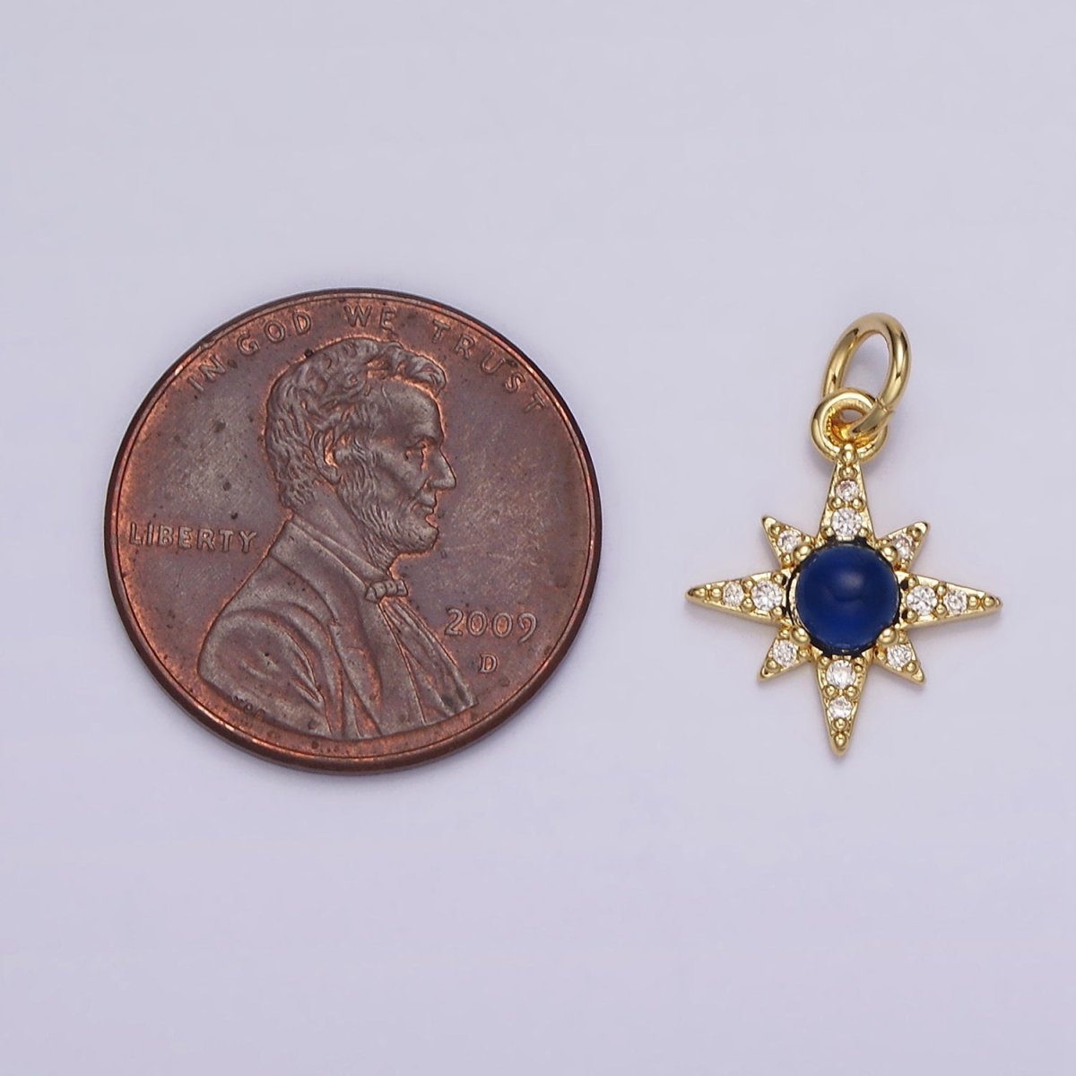 14K Gold Filled Blue Lapis Micro Paved CZ Celestial North Star in Silver &amp; Gold | AG150 AG151