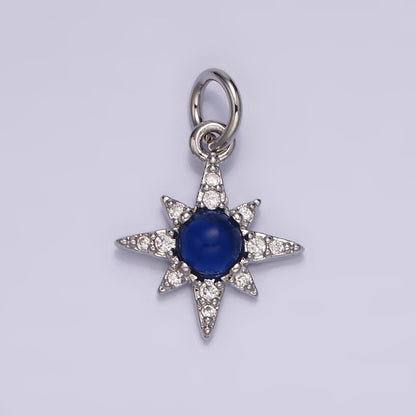 14K Gold Filled Blue Lapis Micro Paved CZ Celestial North Star in Silver &amp; Gold | AG150 AG151