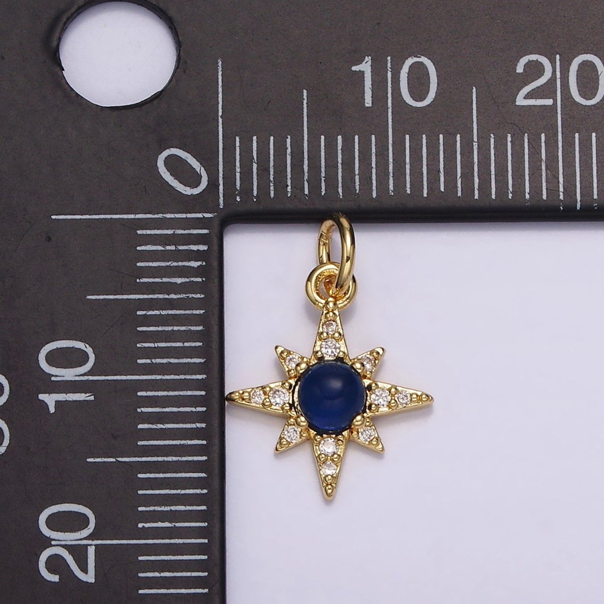 14K Gold Filled Blue Lapis Micro Paved CZ Celestial North Star in Silver &amp; Gold | AG150 AG151