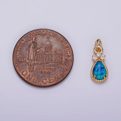 14K Gold Filled Blue Opal; Teardrop Mini Add-On Charm in Gold &amp; Silver | AG424 AG425