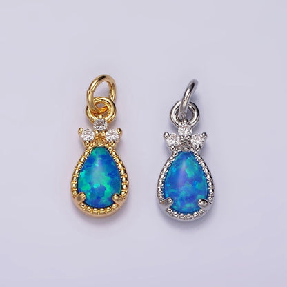 14K Gold Filled Blue Opal; Teardrop Mini Add-On Charm in Gold &amp; Silver | AG424 AG425