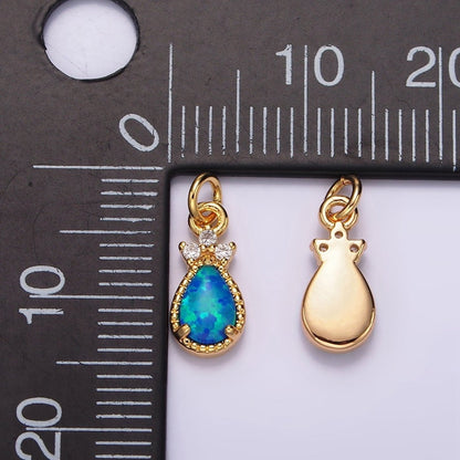 14K Gold Filled Blue Opal; Teardrop Mini Add-On Charm in Gold &amp; Silver | AG424 AG425