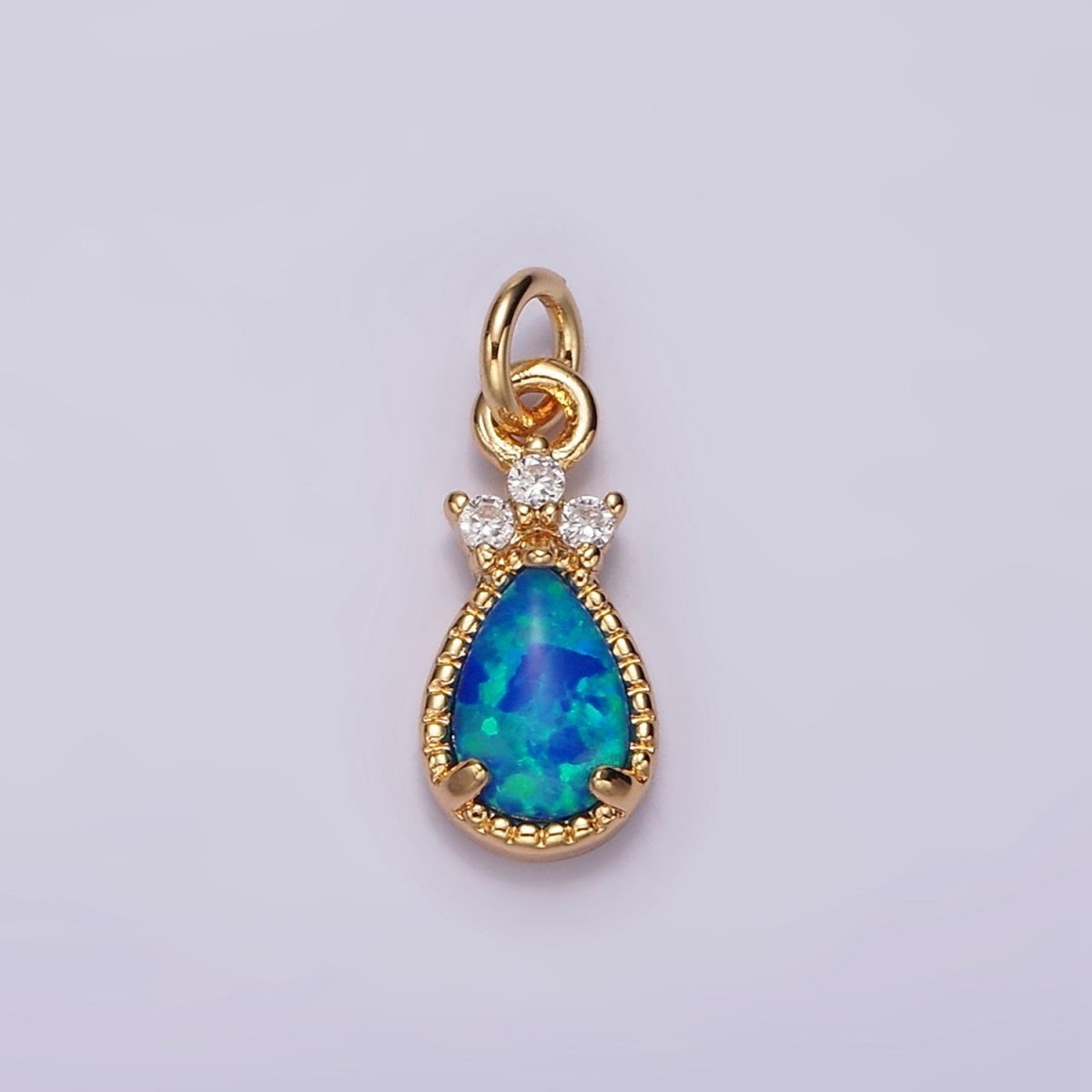 14K Gold Filled Blue Opal; Teardrop Mini Add-On Charm in Gold &amp; Silver | AG424 AG425