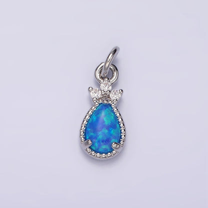 14K Gold Filled Blue Opal; Teardrop Mini Add-On Charm in Gold &amp; Silver | AG424 AG425