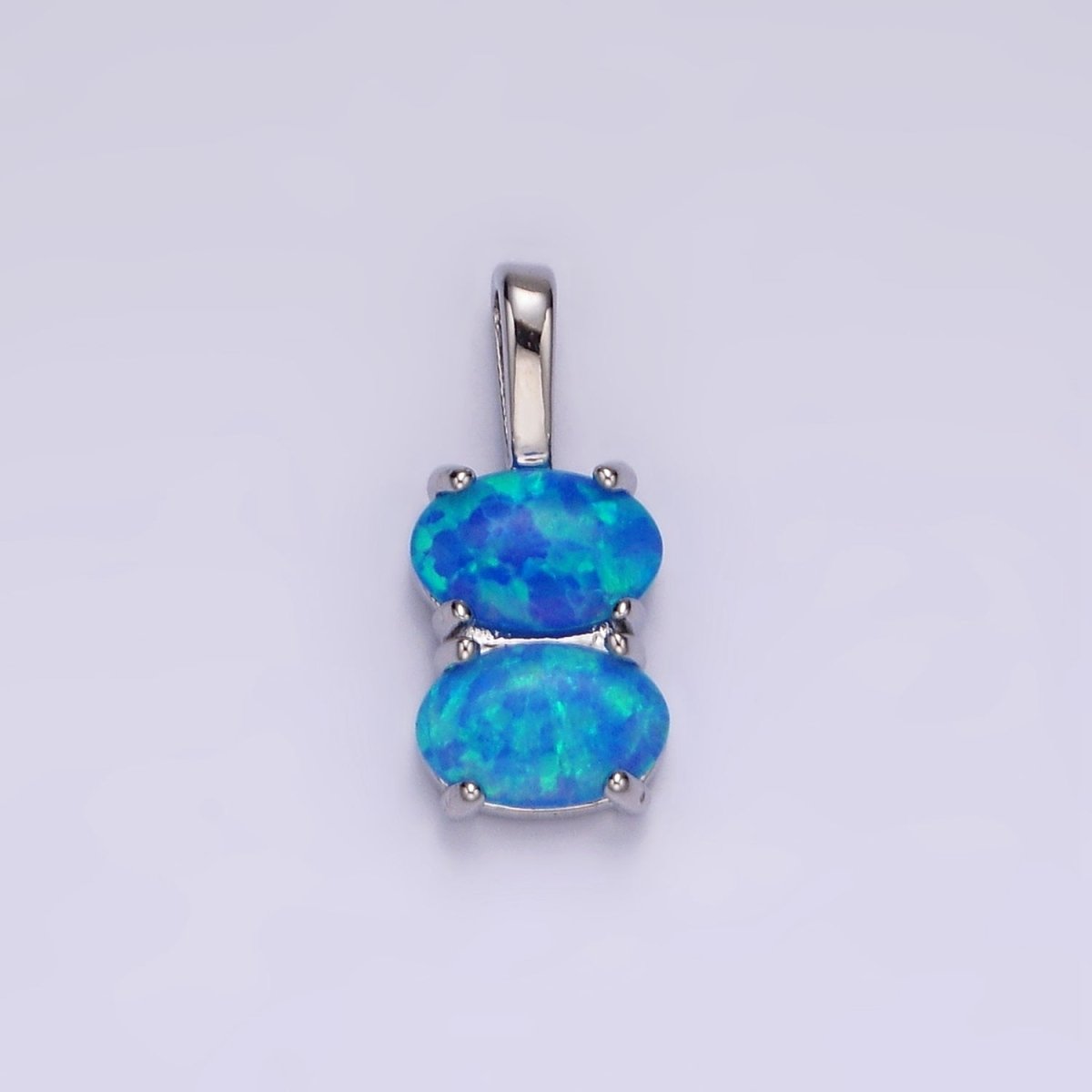 14K Gold Filled Blue Opal, White Opal Double Oval Pendant in Gold &amp; Silver | N1899 - N1902