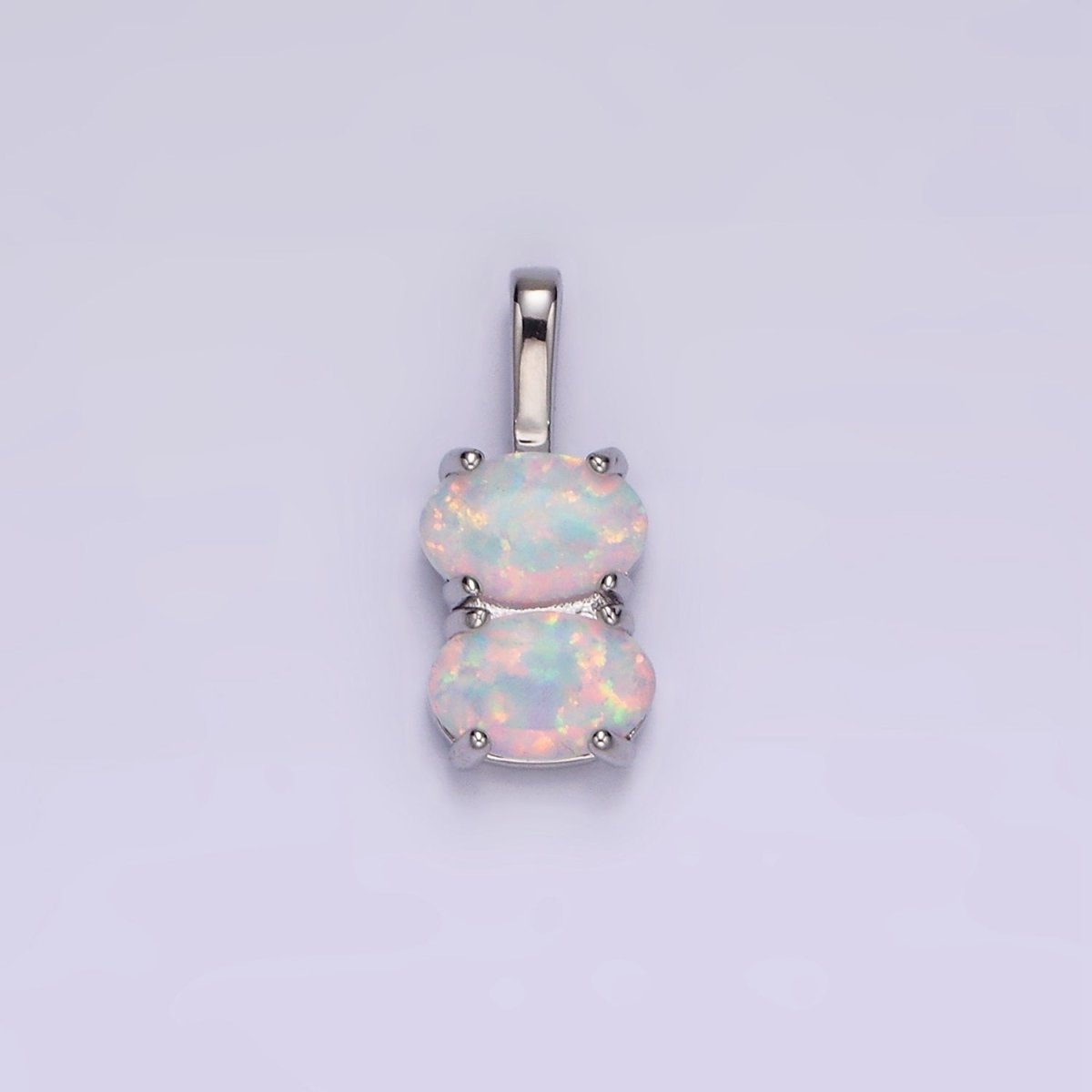 14K Gold Filled Blue Opal, White Opal Double Oval Pendant in Gold &amp; Silver | N1899 - N1902