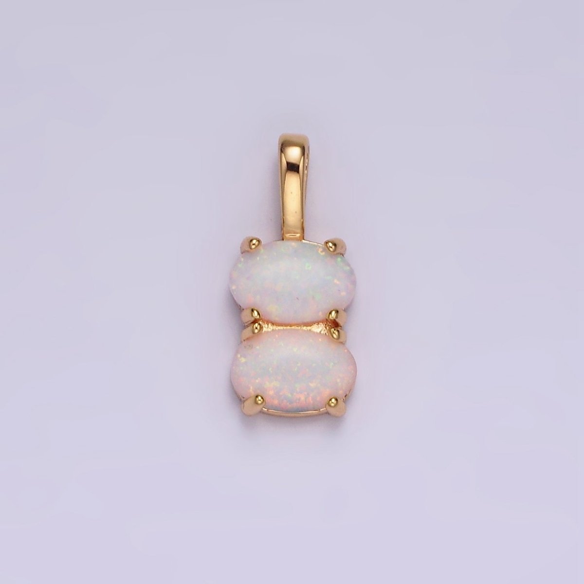 14K Gold Filled Blue Opal, White Opal Double Oval Pendant in Gold &amp; Silver | N1899 - N1902