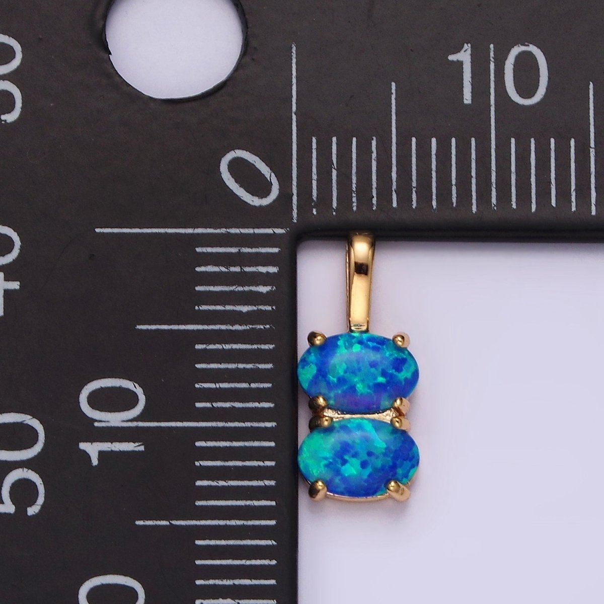 14K Gold Filled Blue Opal, White Opal Double Oval Pendant in Gold &amp; Silver | N1899 - N1902