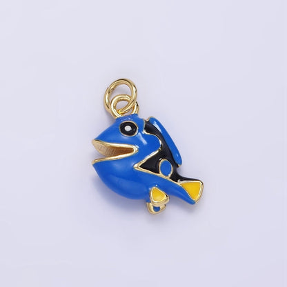14K Gold Filled Blue Pacific Tang Fish Enamel Mini Charm | AG833