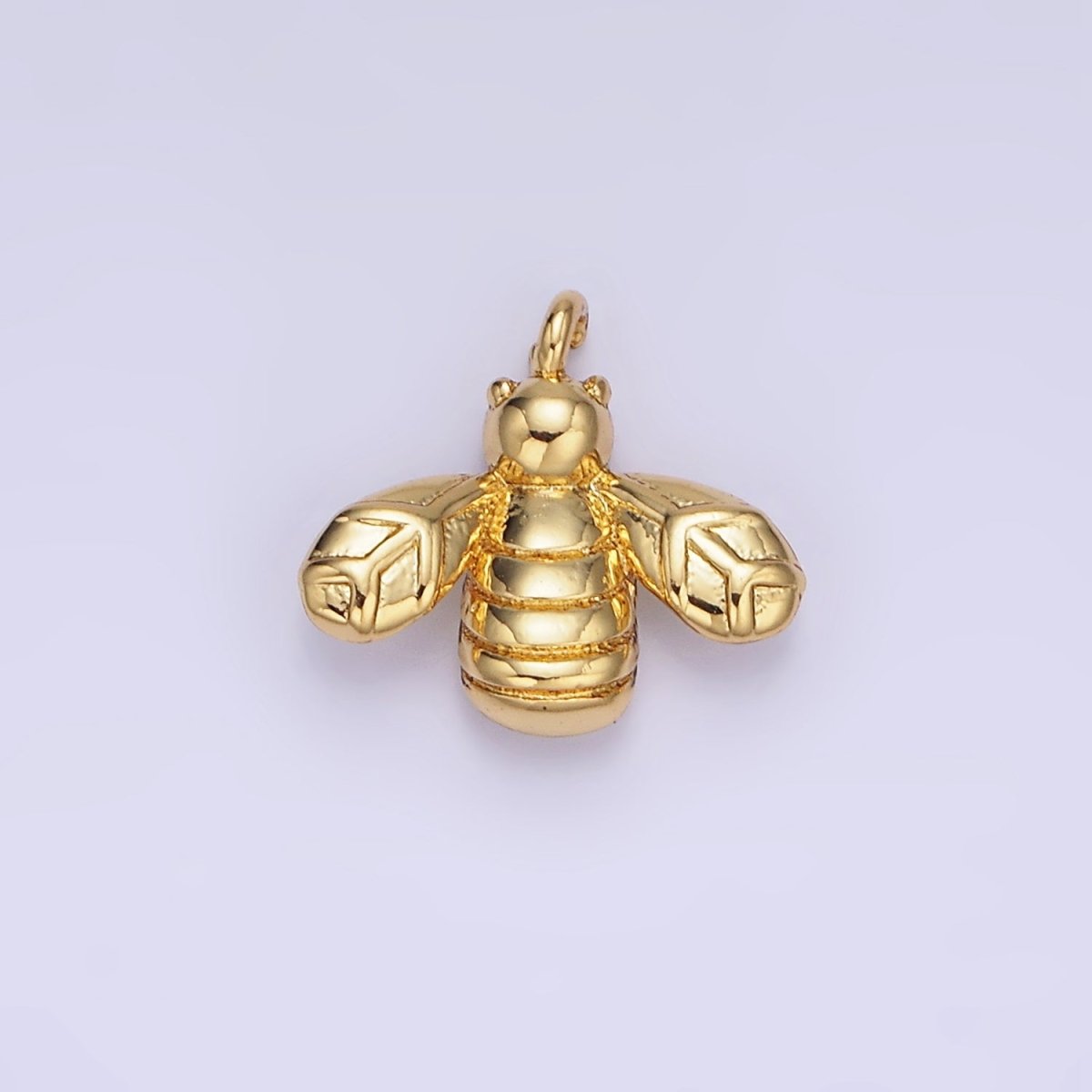 14K Gold Filled Bumble Queen Bee Insect Lined Charm | AG633