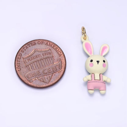 14K Gold Filled Bunny Rabbit Overalls Mini Charm | D056
