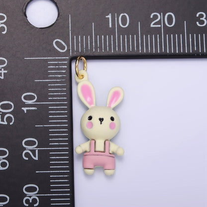 14K Gold Filled Bunny Rabbit Overalls Mini Charm | D056