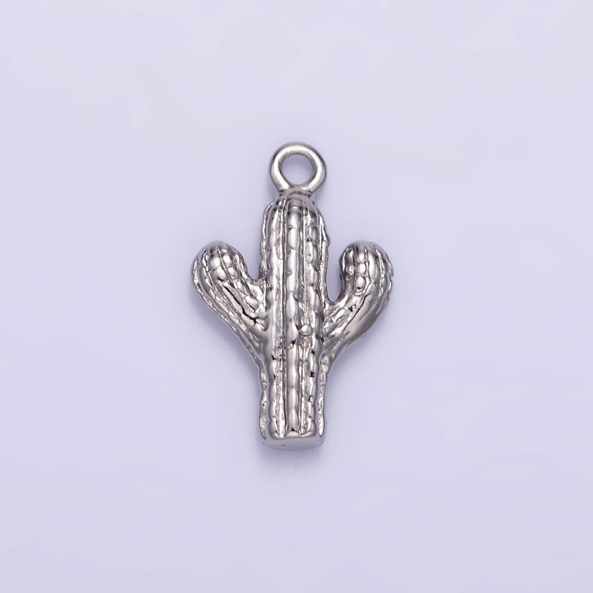 14K Gold Filled Cactus Plant Nature Textured Charm in Gold &amp; Silver | W532