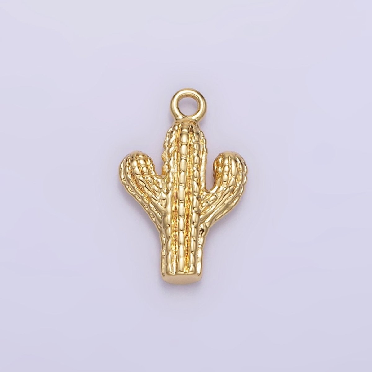 14K Gold Filled Cactus Plant Nature Textured Charm in Gold &amp; Silver | W532