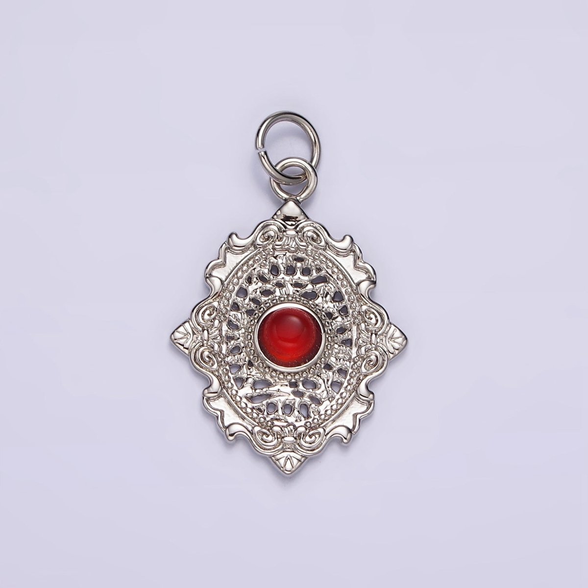 14K Gold Filled Carnelian, Agate, Tiger Eye Dot Artisan Oval Charm in Gold &amp; Silver | AC885 - AC890