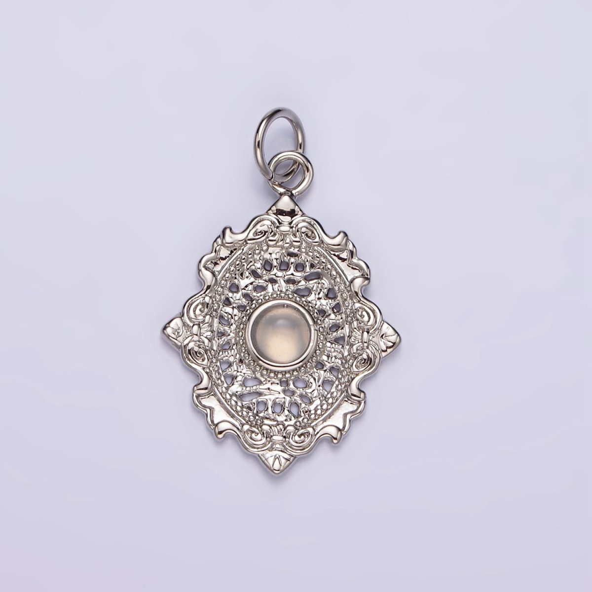14K Gold Filled Carnelian, Agate, Tiger Eye Dot Artisan Oval Charm in Gold &amp; Silver | AC885 - AC890