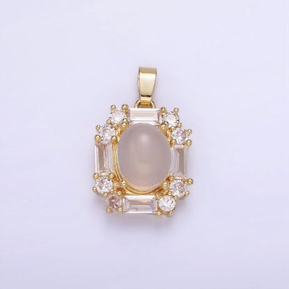 14K Gold Filled Cat Eye Baguette Lined Pendant | AA1181