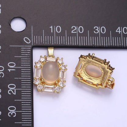 14K Gold Filled Cat Eye Baguette Lined Pendant | AA1181