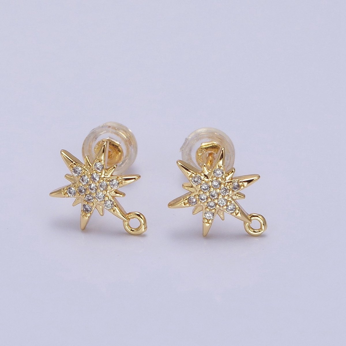 14K Gold Filled Celestial North Star Micro Paved Open Loop Stud Earrings in Silver &amp; Gold | Z-201 Z-213