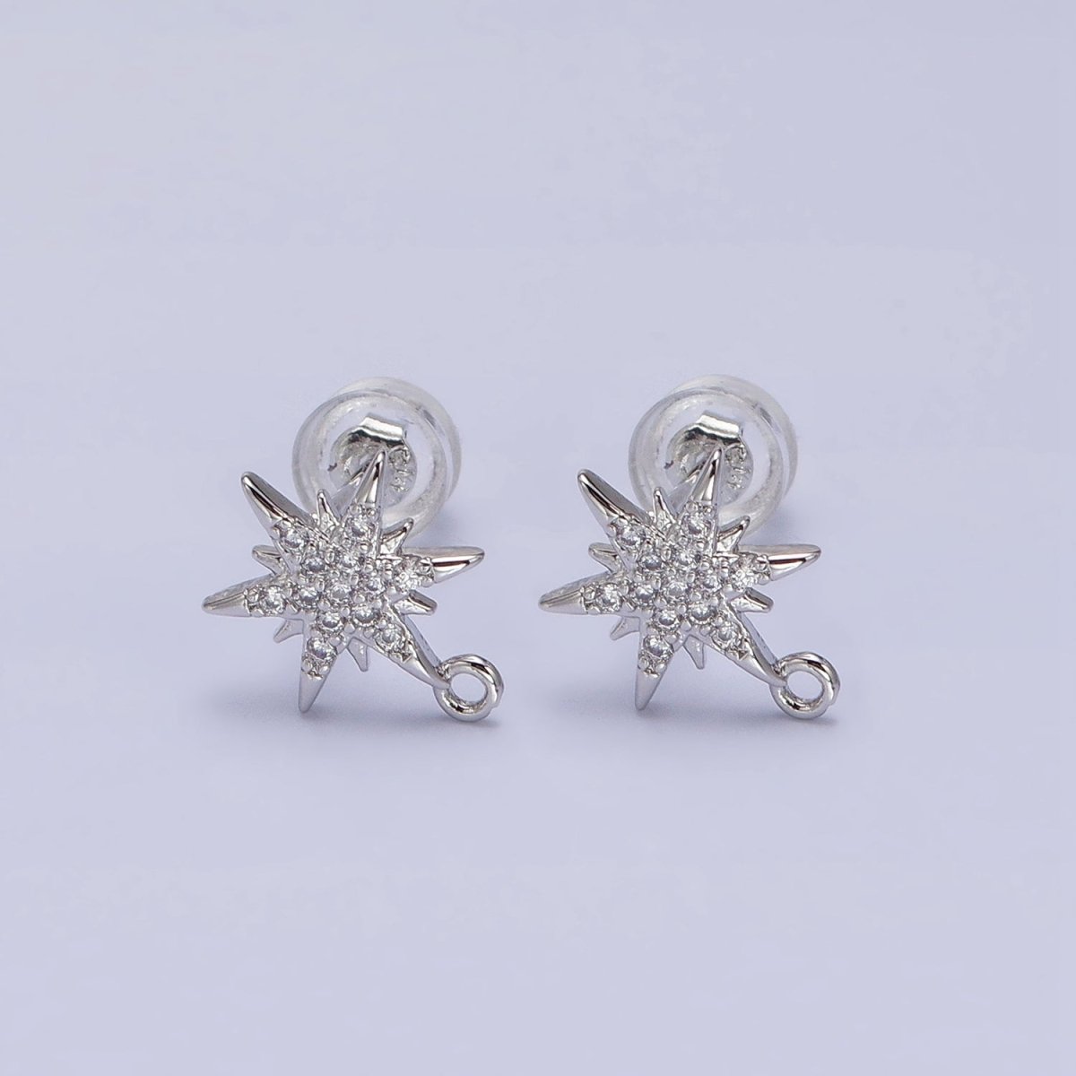 14K Gold Filled Celestial North Star Micro Paved Open Loop Stud Earrings in Silver &amp; Gold | Z-201 Z-213