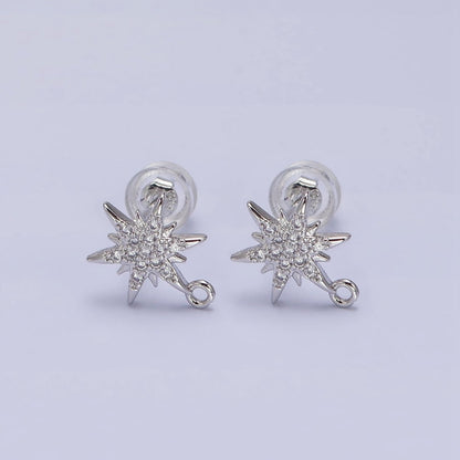 14K Gold Filled Celestial North Star Micro Paved Open Loop Stud Earrings in Silver &amp; Gold | Z-201 Z-213