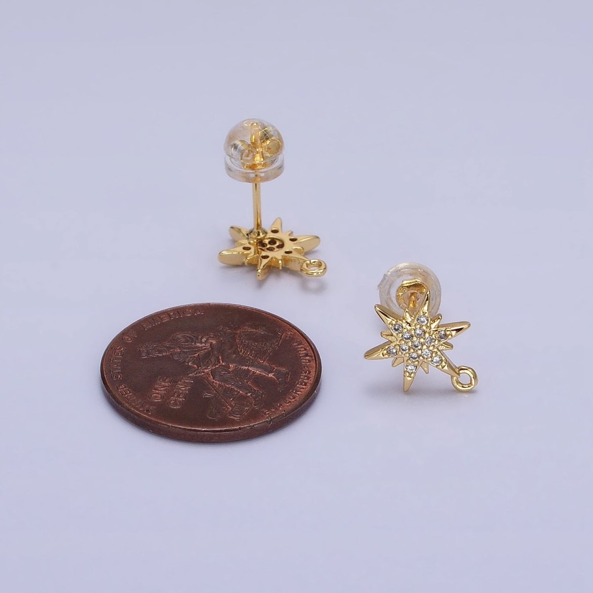 14K Gold Filled Celestial North Star Micro Paved Open Loop Stud Earrings in Silver &amp; Gold | Z-201 Z-213