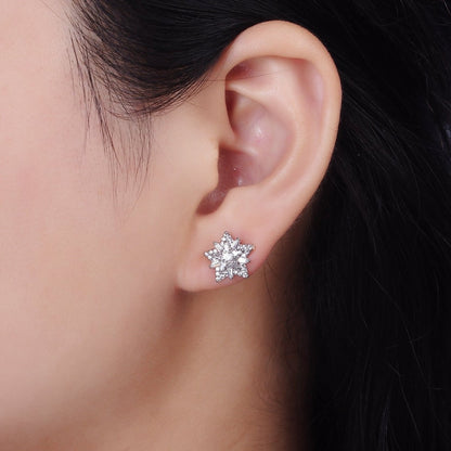 14K Gold Filled Celestial Star Baguette Micro Paved CZ Stud Earrings in Gold &amp; Silver | V271