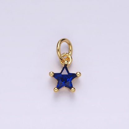 14K Gold Filled Celestial Star CZ Birthstone Personalized Add-On Charm | AG549 - AG560