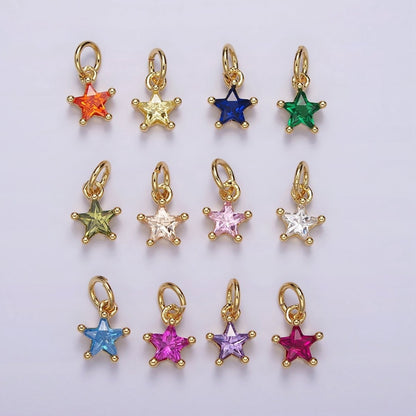 14K Gold Filled Celestial Star CZ Birthstone Personalized Add-On Charm | AG549 - AG560