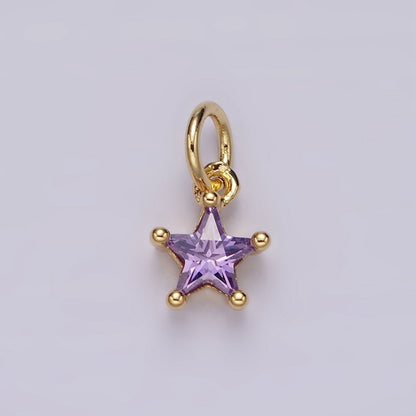 14K Gold Filled Celestial Star CZ Birthstone Personalized Add-On Charm | AG549 - AG560
