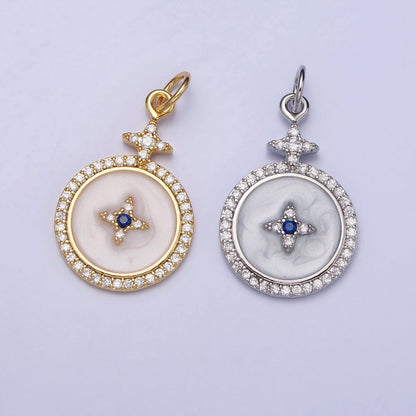 14K Gold Filled Celestial Star Micro Paved White Enamel Charm in Gold &amp; Silver | AC424